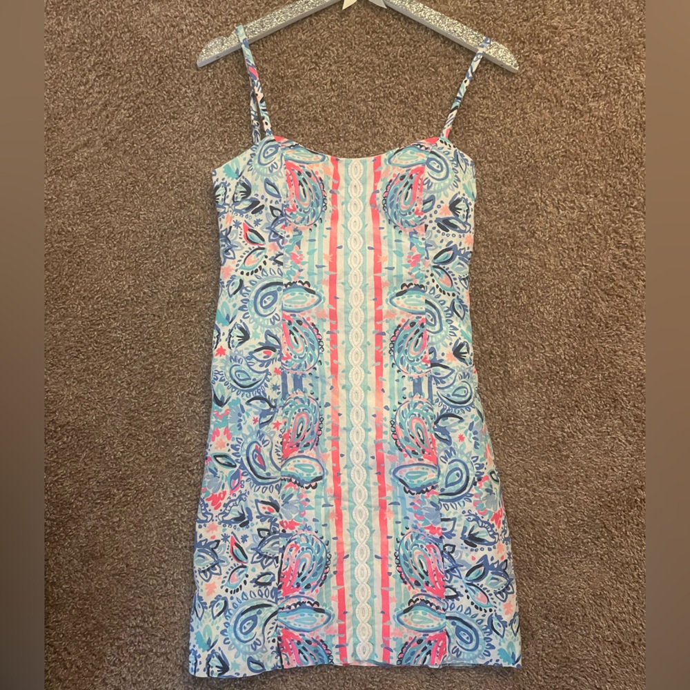 Lilly Pulitzer NWOT Shelli Stretch Shift Dress Stripes And Streamers size 2